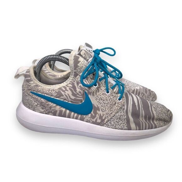 Nike iD Roshe Two (Nike By You) White / Grey / Teal Print 897153-992 Women's 7 - Picture 4 of 11